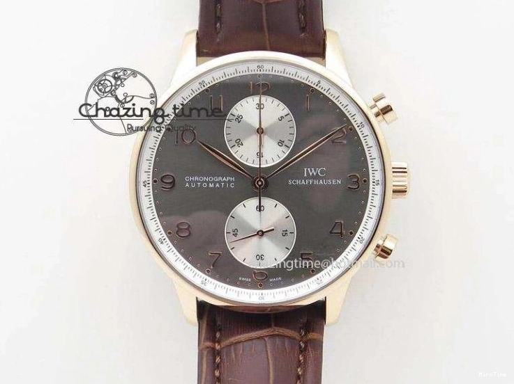 MIROTIME 0308 Portuguese Chrono SS ZF 1:1 Best Edition Gray Dial SS On Black Leather Strap A ZipUp 7215